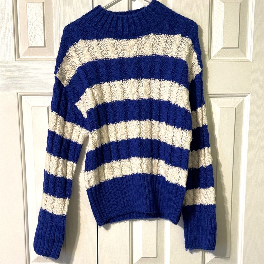 Love Tree Navy and Cream Striped Sweater